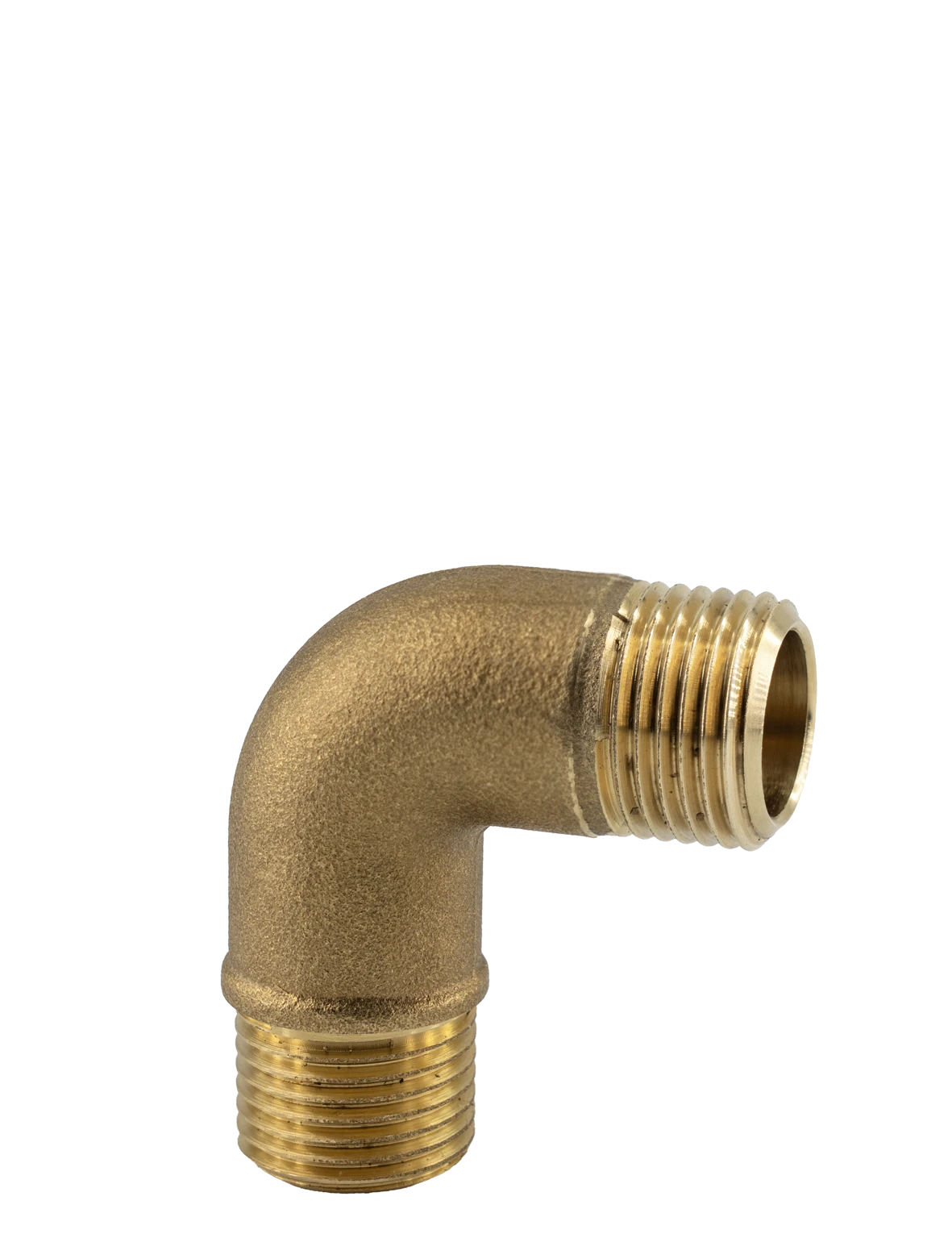 foto su fondo bianco di raccordo metaltecnica in ottone con due filetti.
