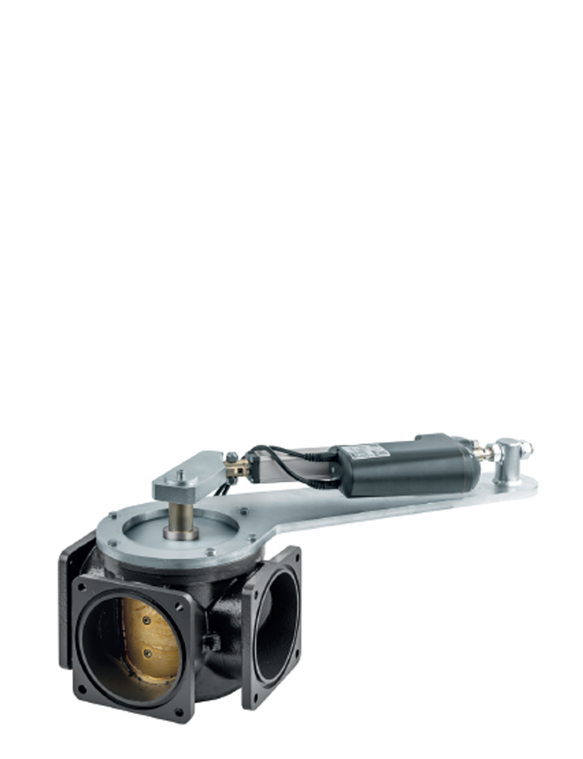 rubinetto a tre vie flangiato con attuatore elettrico three-ways flanged cock with electric actuator