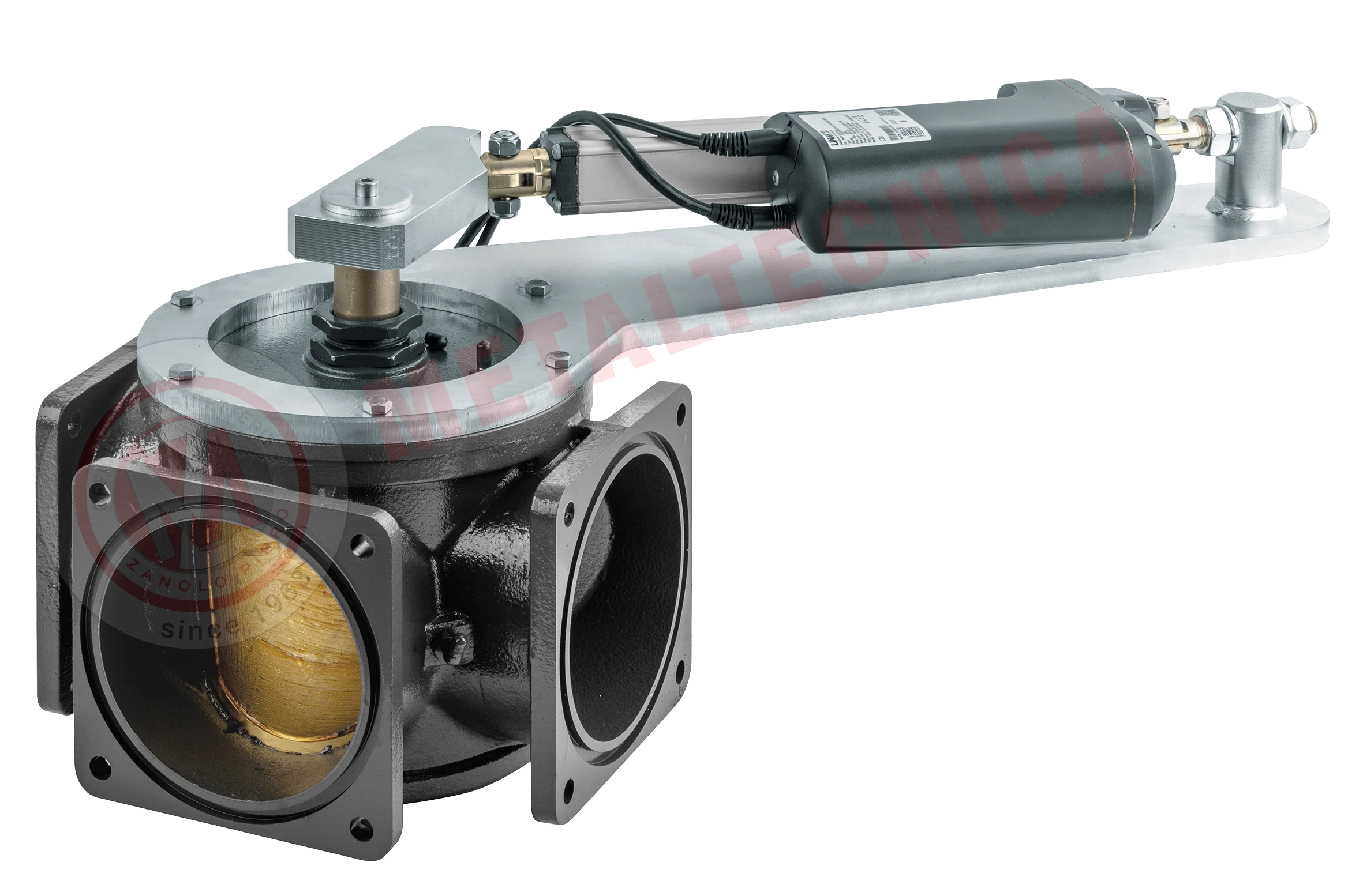 foto di proprietà di Metaltecnica Zanolo del rubinetto a tre vie che monta l'attuatore elettrico chiamato ARZO 603